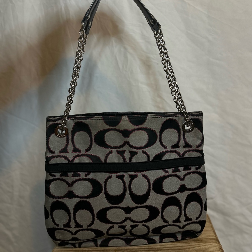 Black and Grey Coach Tote
